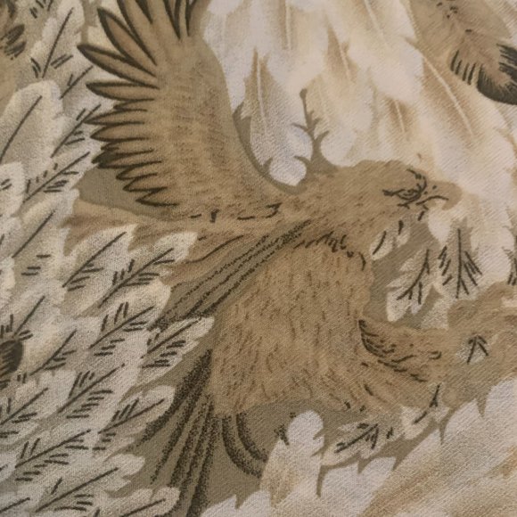 Vintage Scarf in 100% Georgette white, ivory and brown - in Hawk and Feathers - Picture 7 of 10